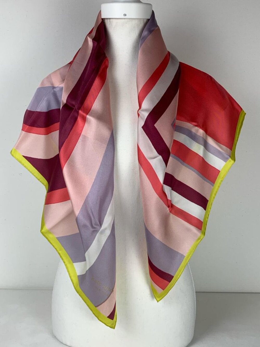 Kate Spade New York Striped Silk Scarf in Pink & Purple - Luxury Accessory 34x34